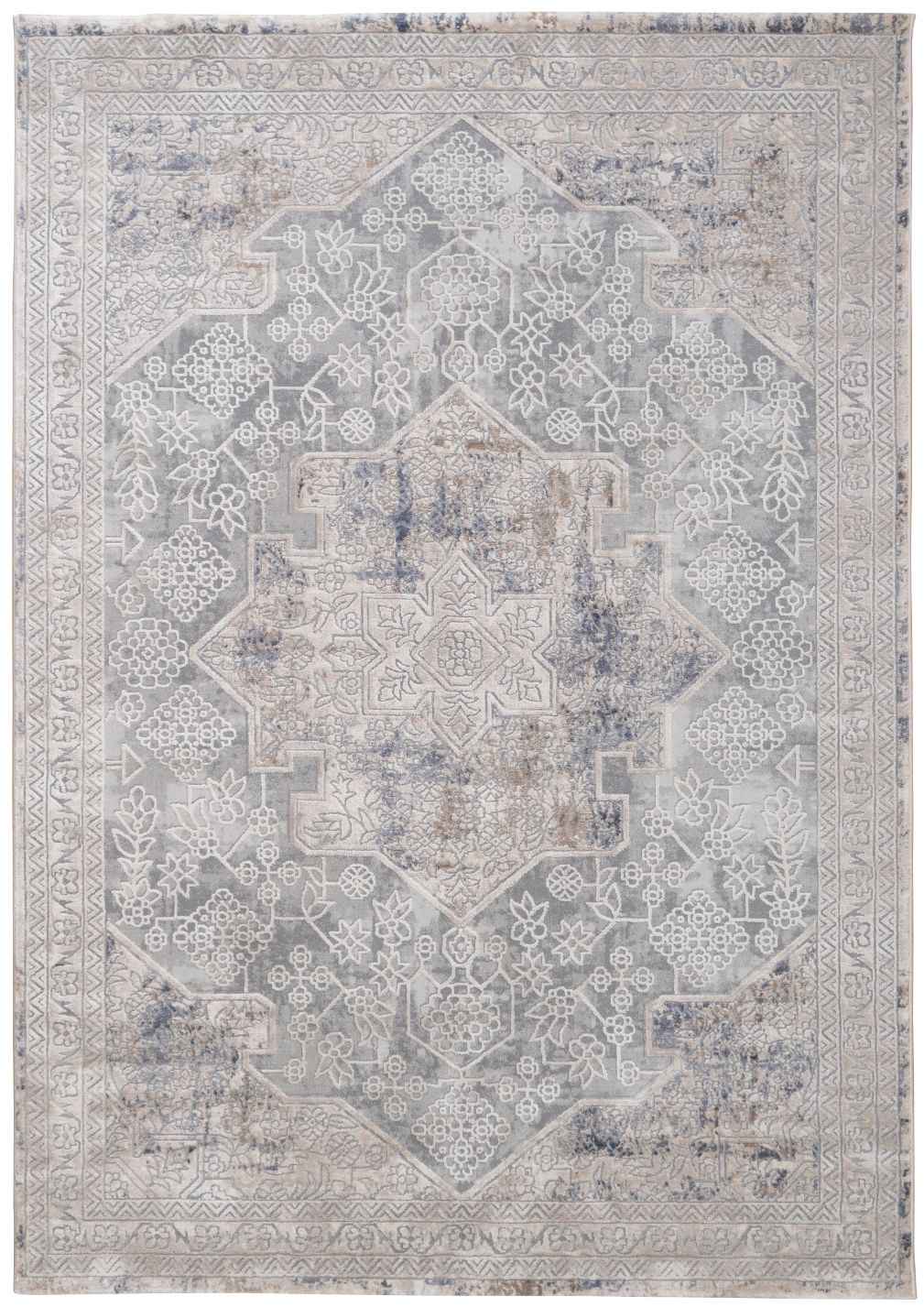 Celine Distressed Beige / Blue Rug
