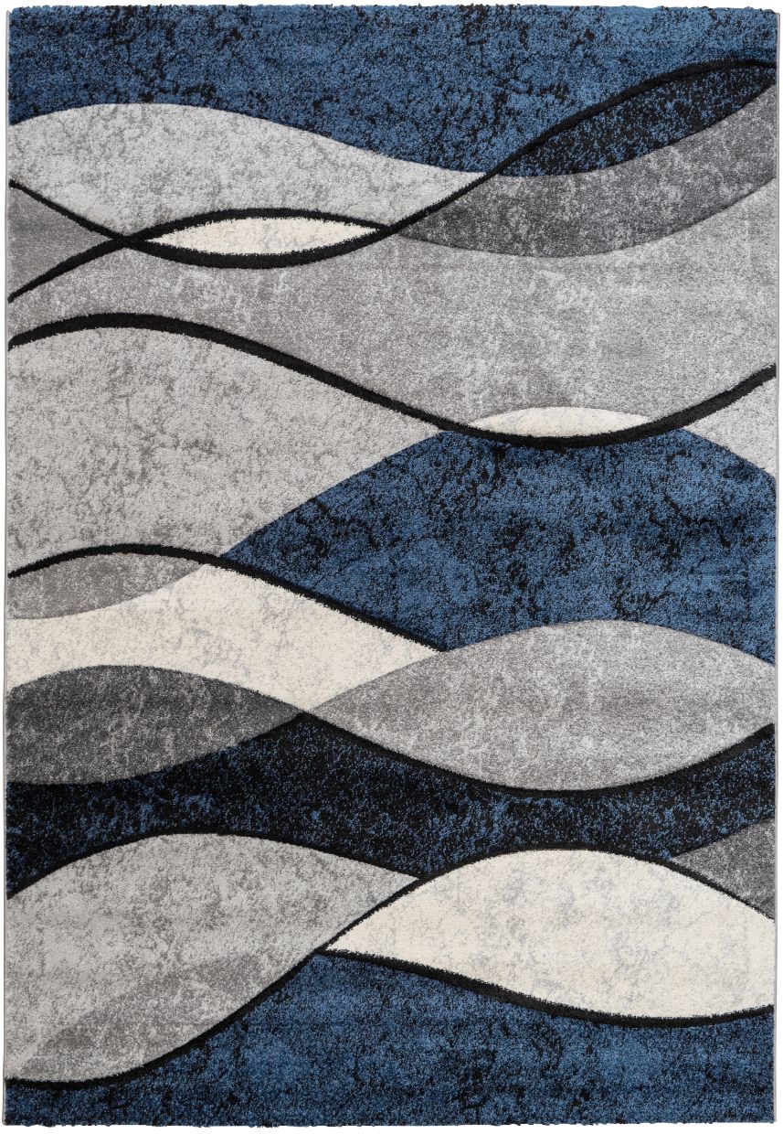Delano Blue Waves Pattern Modern Rug