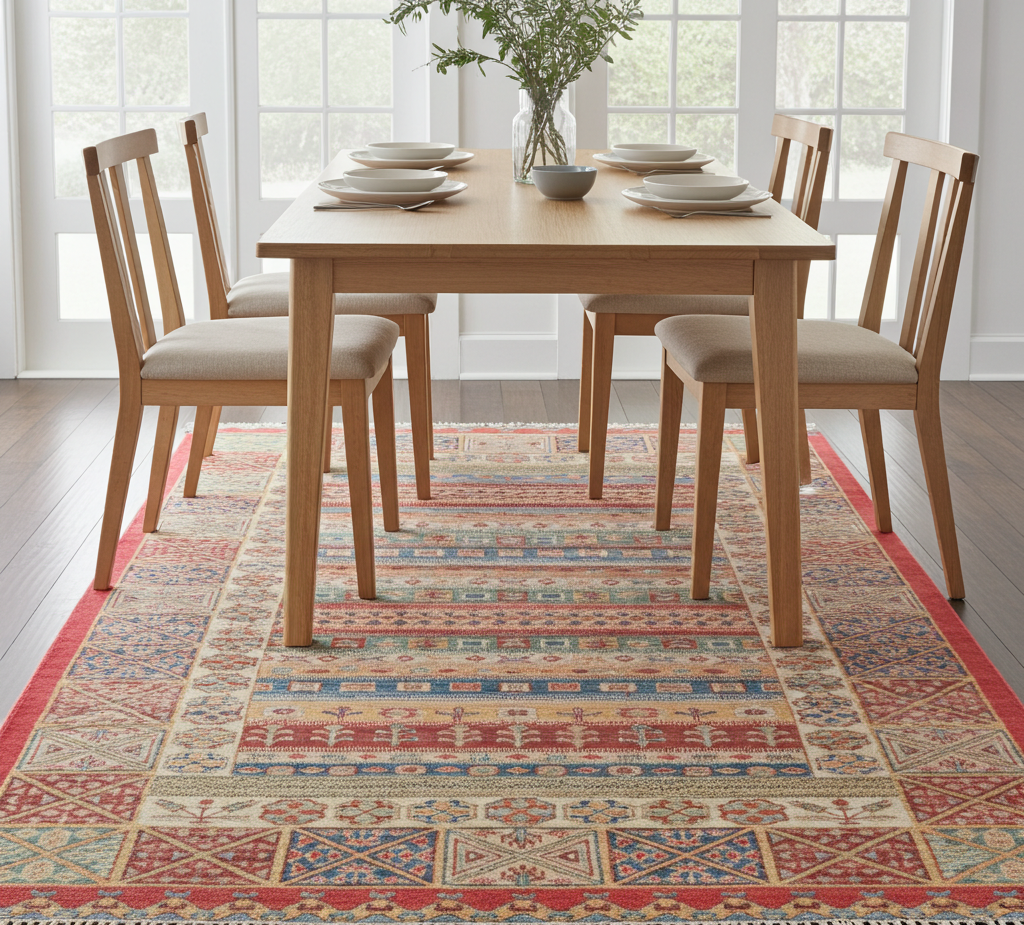 Afghan Multicolour Khurjin Chobi Rug with Border