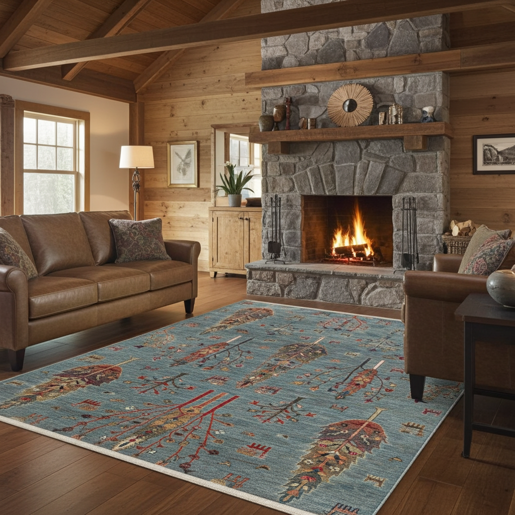 Afghan Chobi Open Field Blue Rug