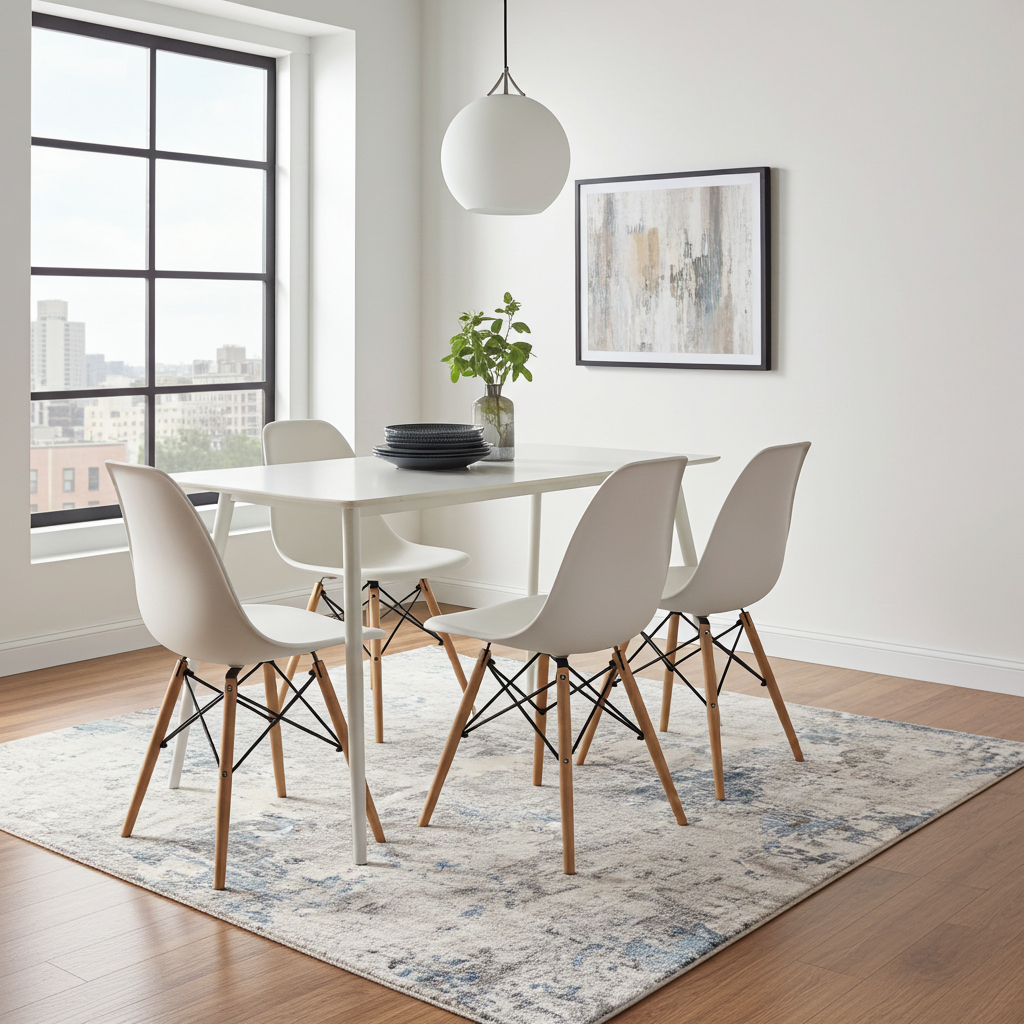 Loren Grey Blue and Cream Distressed Abstract Rug