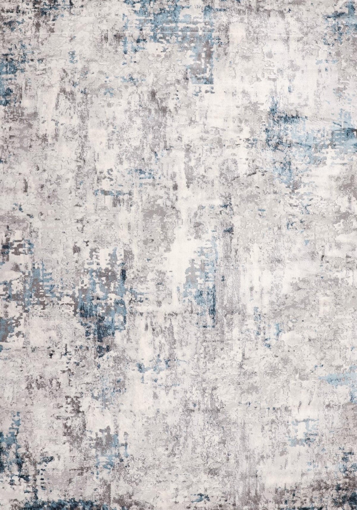 Loren Grey Blue and Cream Distressed Abstract Rug