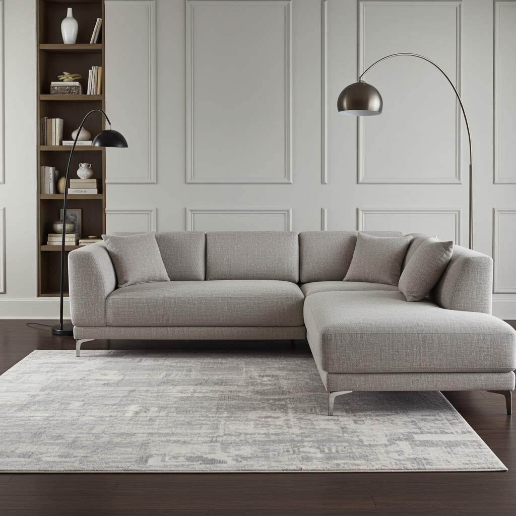 Loren Grey and Cream Distressed Abstract Rug