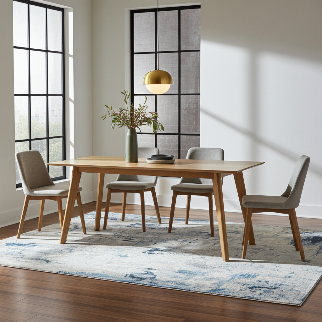 Loren Grey Blue and Cream Distressed Abstract Rug