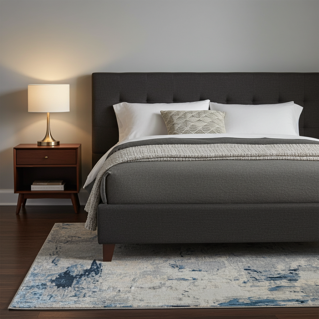 Loren Grey Blue and Cream Distressed Abstract Rug