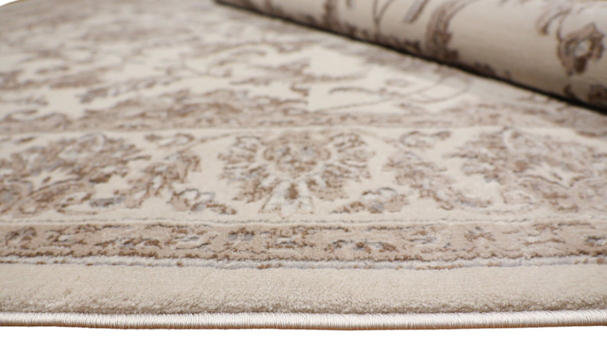 Celine Beige and Brown Distressed Tradtional Floral Rug