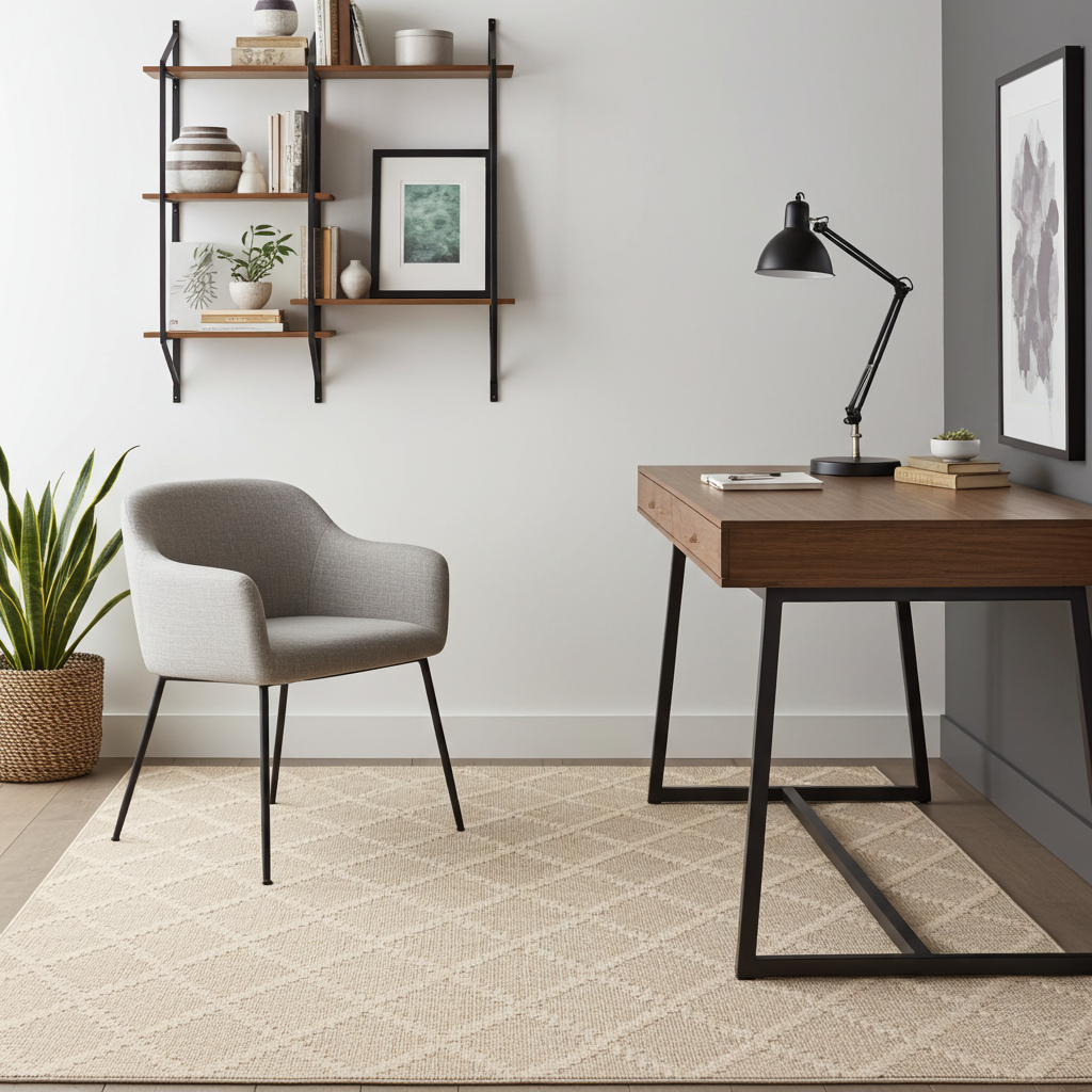 NOVA Cream Beige and Light Brown Diamond Flatweave Rug