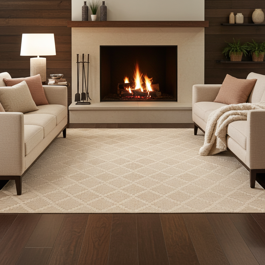 NOVA Cream Beige and Light Brown Diamond Flatweave Rug