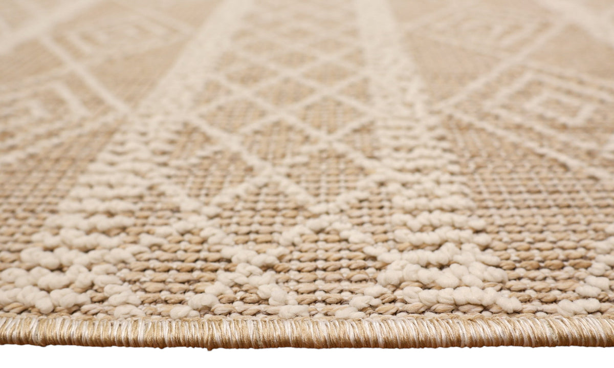 NOVA Cream and Beige Tribal Flatweave Rug
