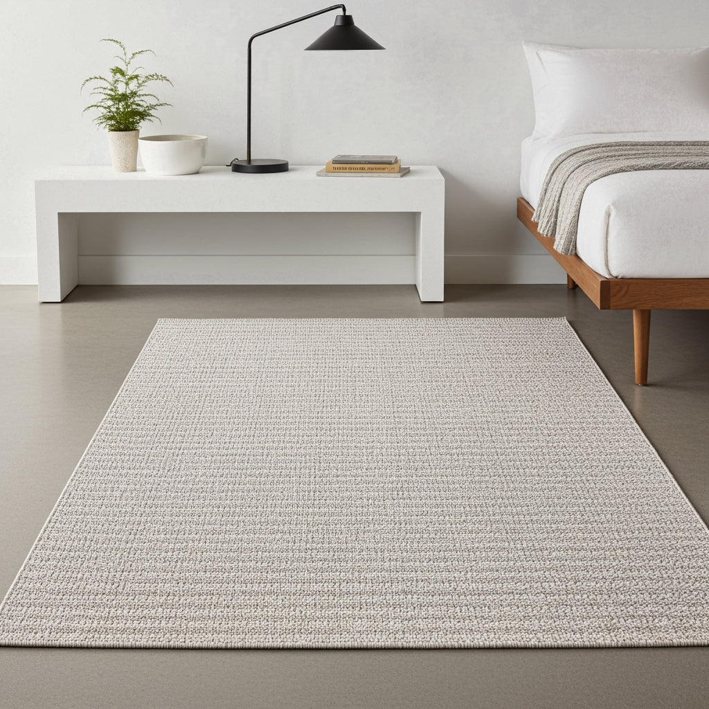 NOVA Grey and Cream Lines Flatweave Rug