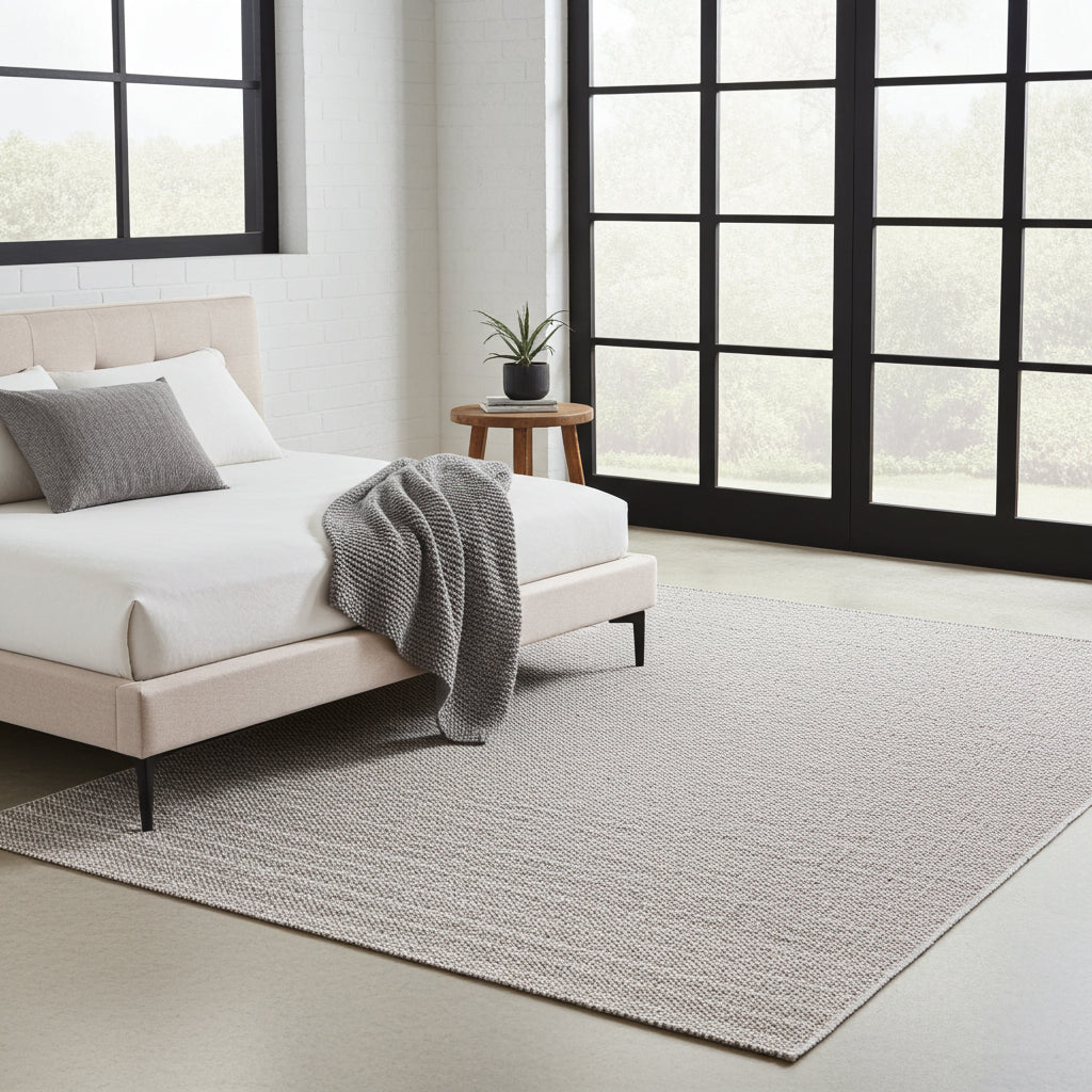 NOVA Grey and Cream Lines Flatweave Rug