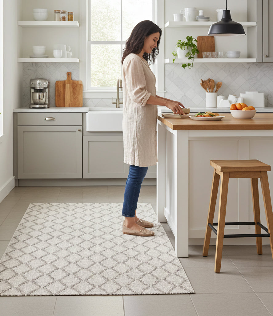 NOVA Grey and Cream Diamond Flatweave Rug
