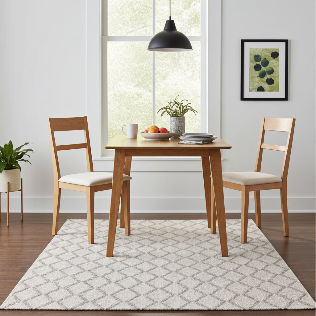 NOVA Grey and Cream Diamond Flatweave Rug