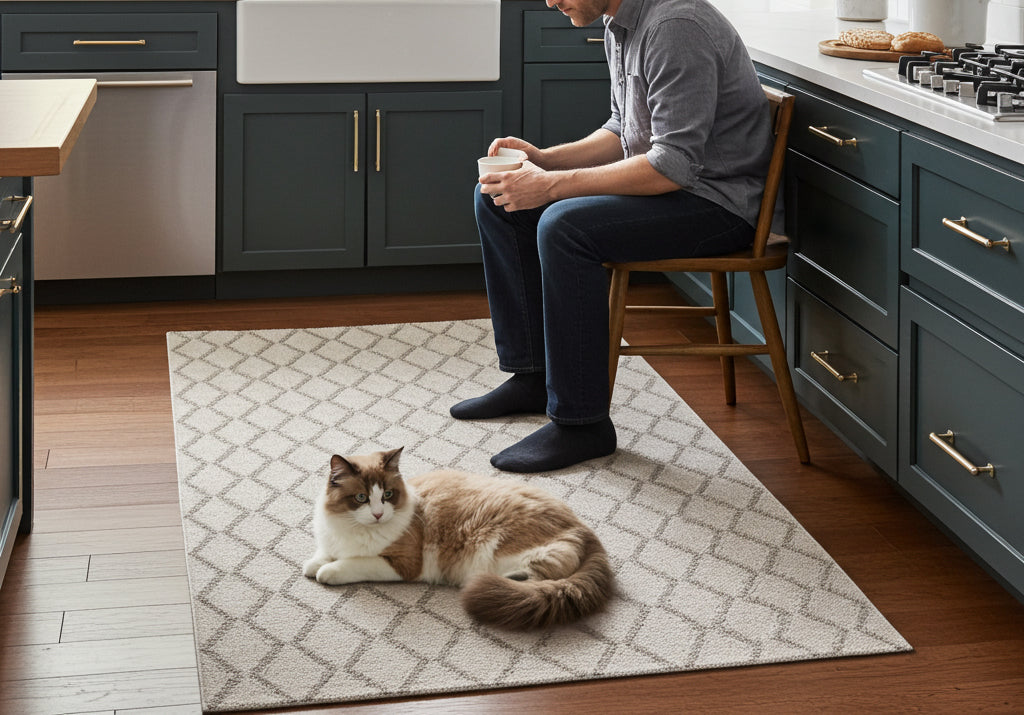 NOVA Grey and Cream Diamond Flatweave Rug