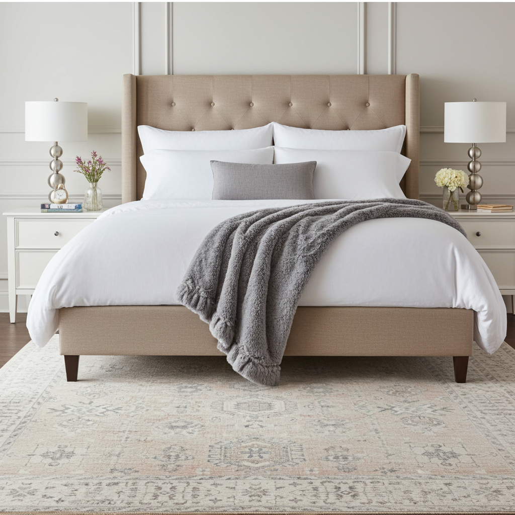 Soft Washable Luxurious Lumina Peach Pink and Grey Distressed Rug