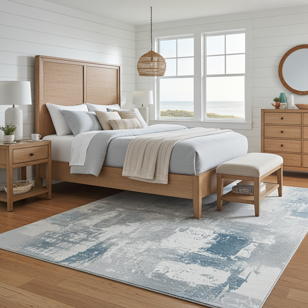 Soft Washable Luxurious Lumina Blue, Grey and White Modern Abstract Rug