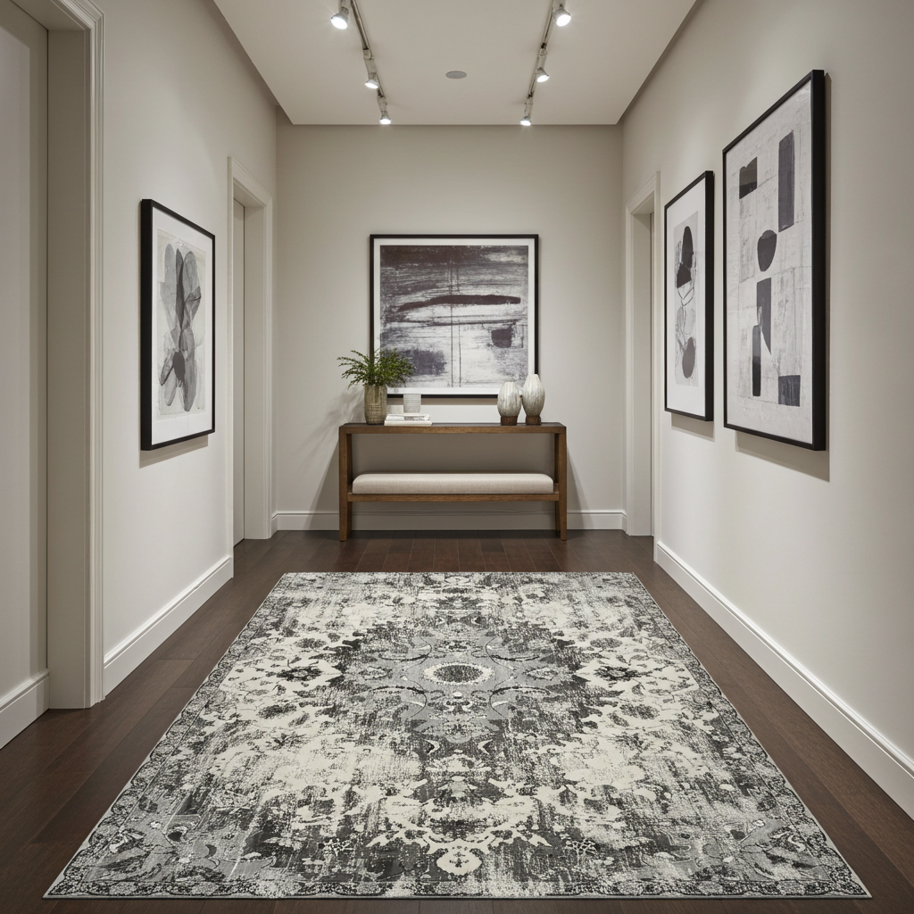 Soft Washable Lumina Grey and Cream Rug