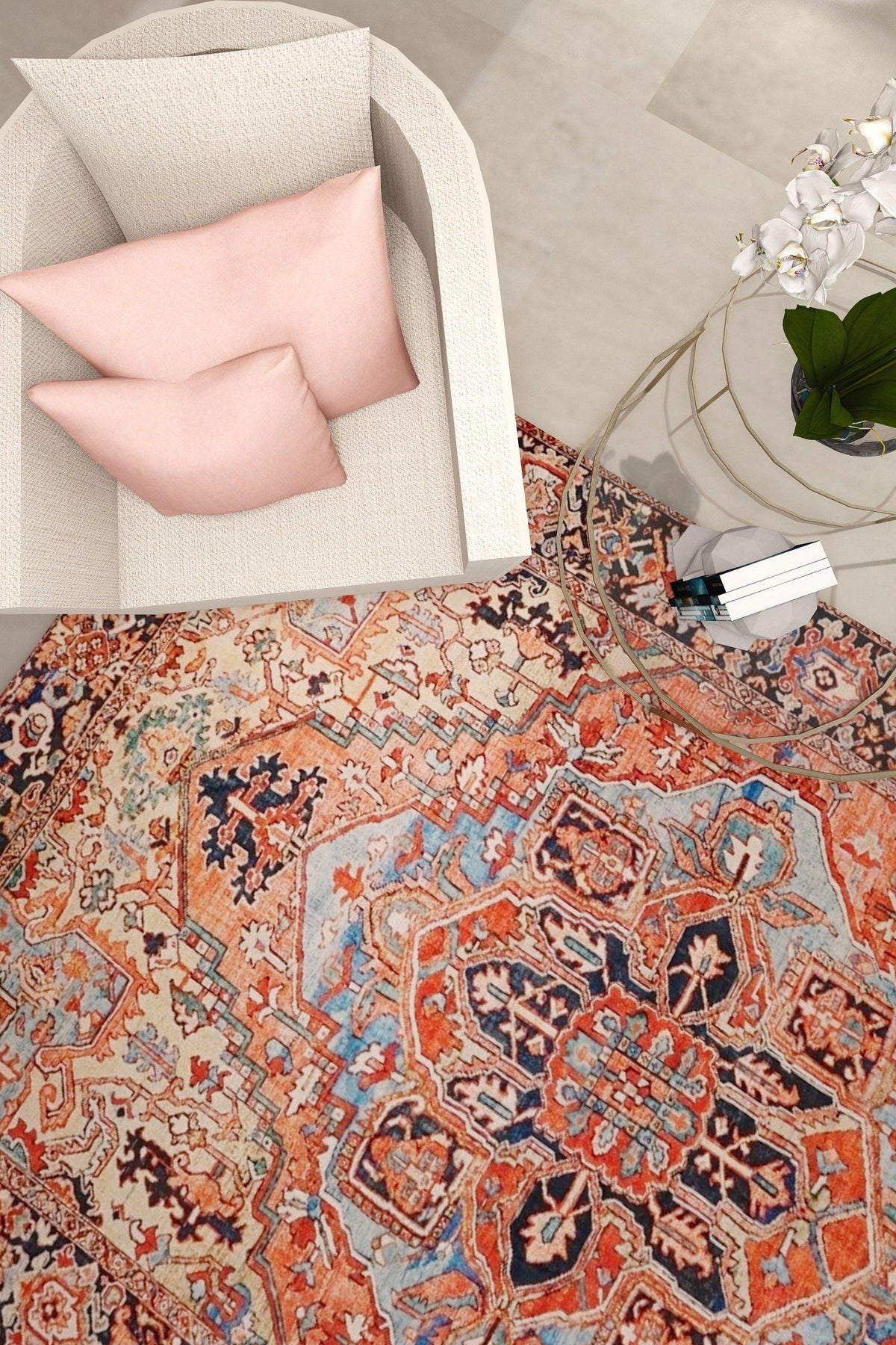 SilkSweep Red &amp; Blue soft Persian Traditional Rug