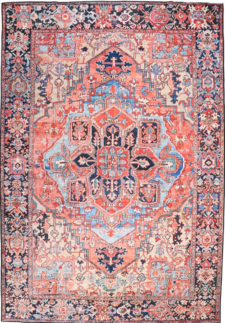 SilkSweep Red &amp; Blue soft Persian Traditional Rug
