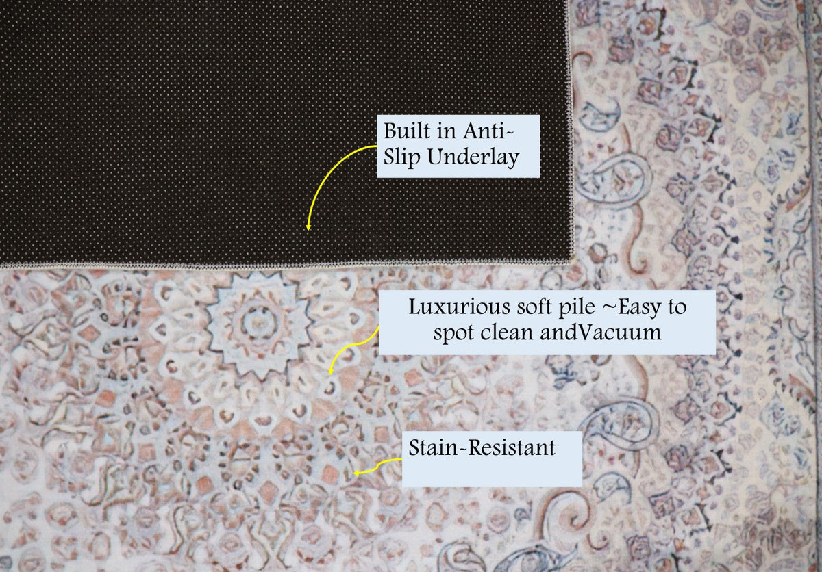 SilkSweep Slamon Pink &amp; Peach soft Medallion Persian Traditional Rug
