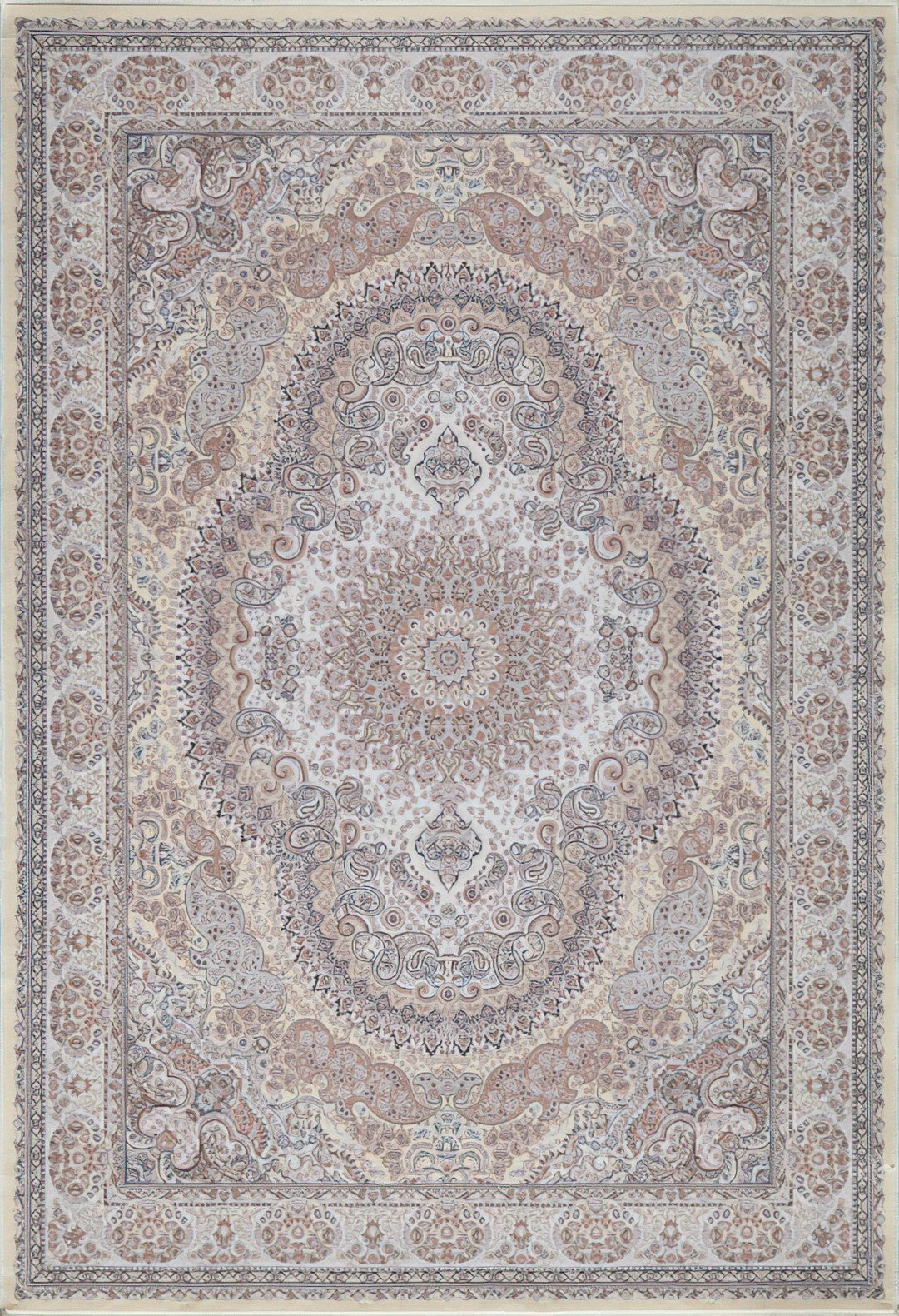 SilkSweep Slamon Pink &amp; Peach soft Medallion Persian Traditional Rug