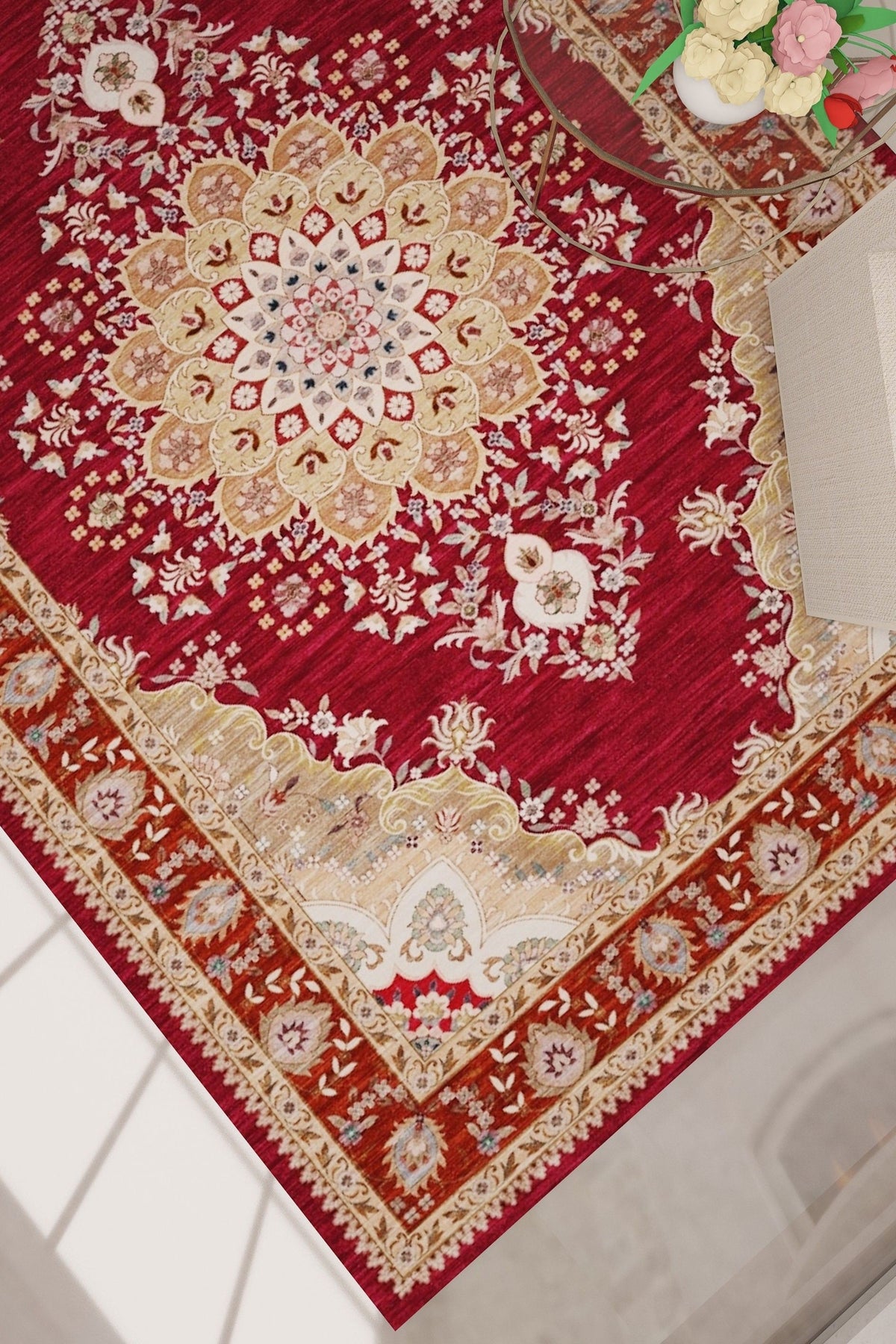 SilkSweep Red &amp; Cream Oriental Persian Traditional Rug