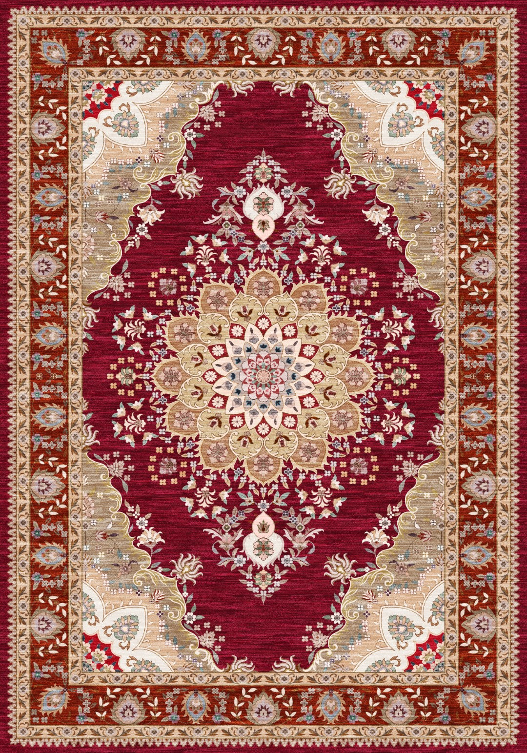 SilkSweep Red &amp; Cream Oriental Persian Traditional Rug