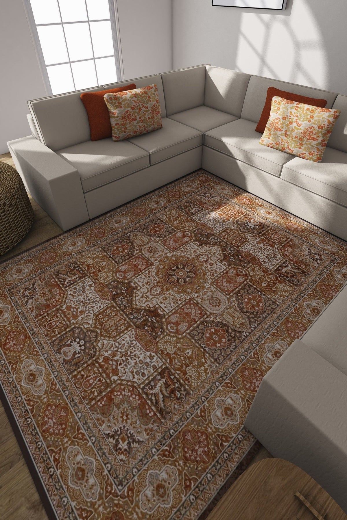 SilkSweep Orange, Rust &amp; Brown Persian Traditional Rug