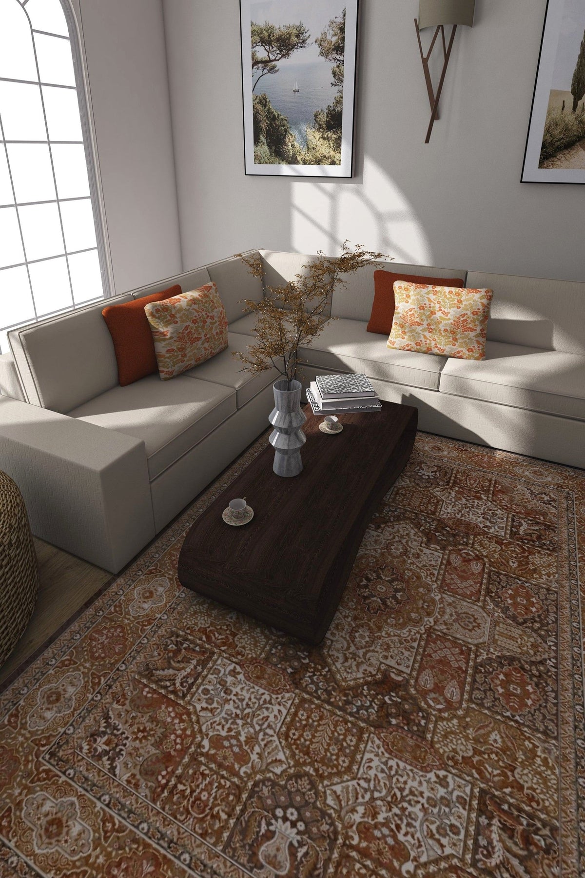 SilkSweep Orange, Rust &amp; Brown Persian Traditional Rug
