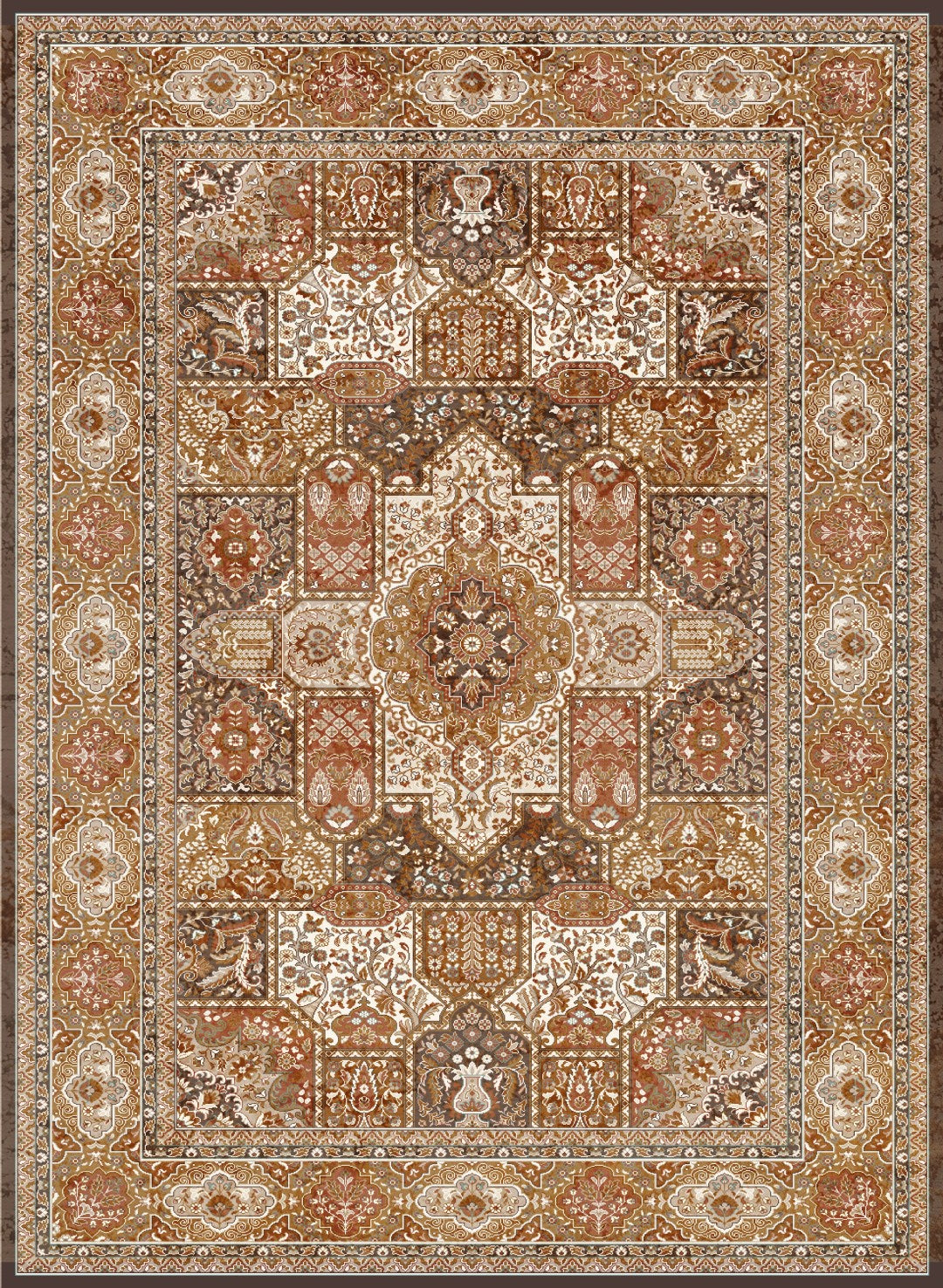 SilkSweep Orange, Rust &amp; Brown Persian Traditional Rug