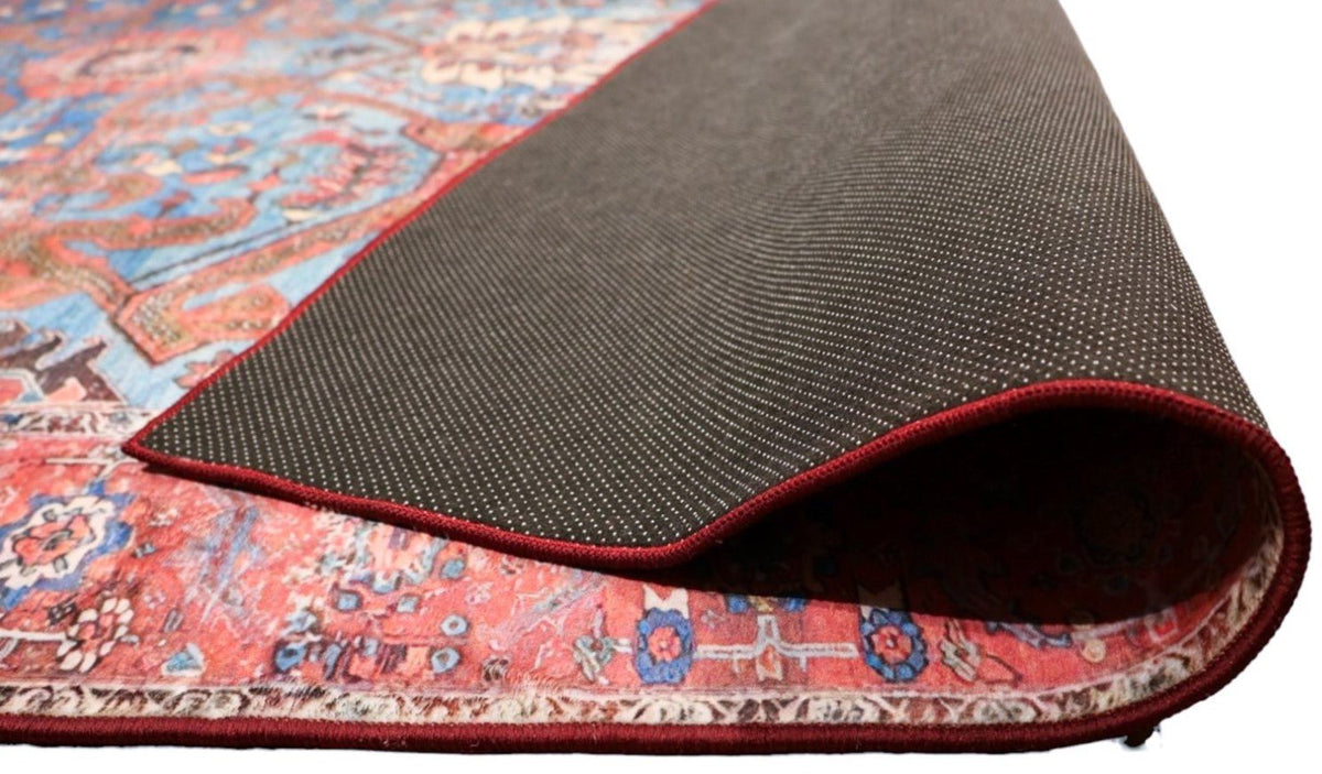 SilkSweep Red &amp; Blue Soft Persian Traditional Rug