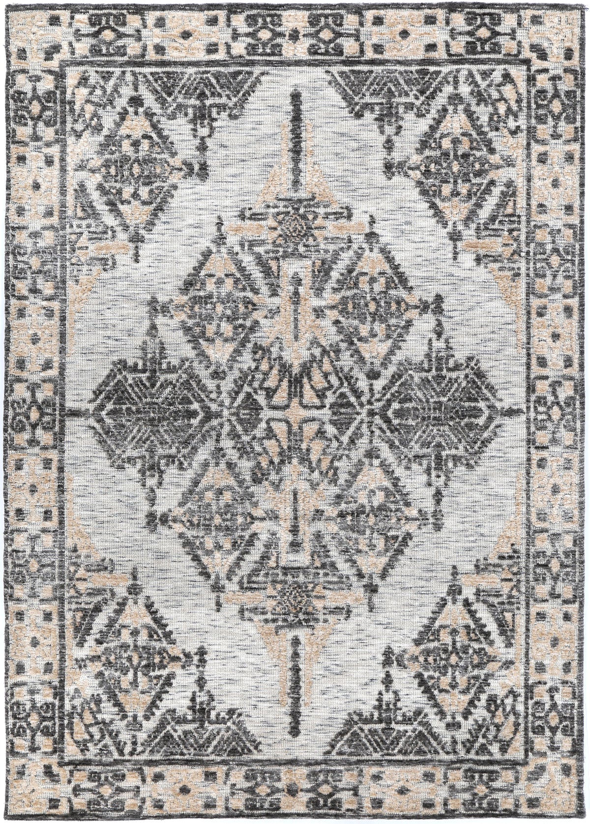 Amritsar Beas Charcoal &amp; Beige Cotton Blend Rug