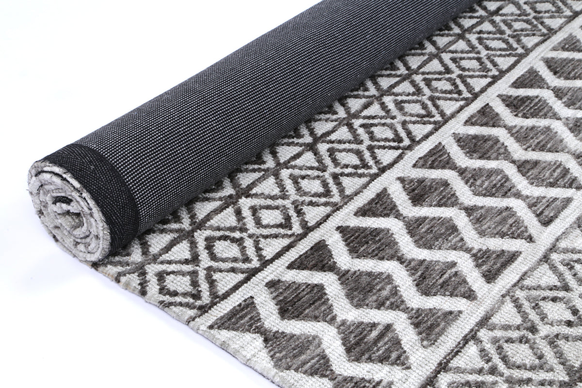 Amritsar Ramdass Charcoal &amp; Beige Cotton Blend Rug