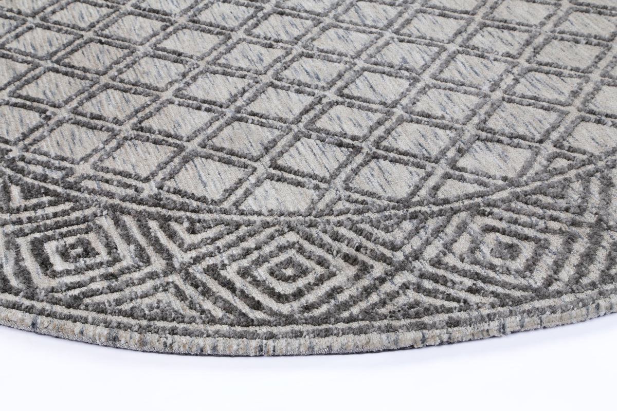 Amritsar Ajnala Charcoal &amp; Beige Round Cotton Blend Rug