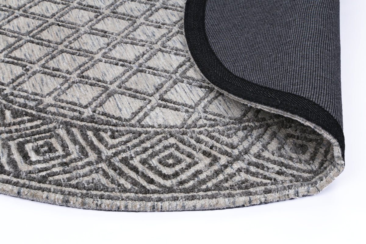 Amritsar Ajnala Charcoal &amp; Beige Round Cotton Blend Rug