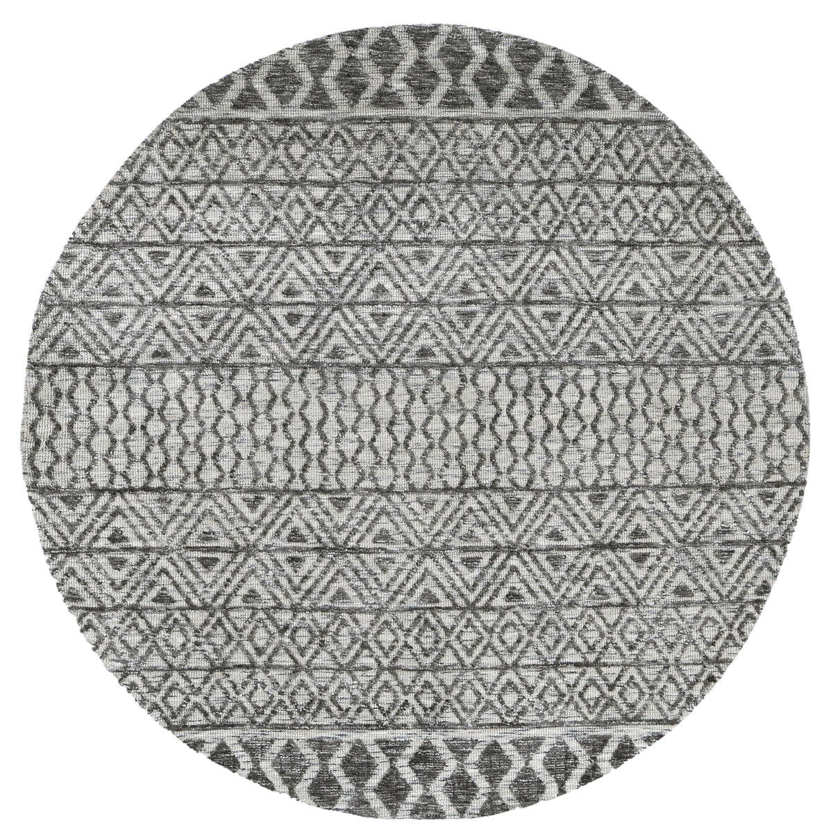 Amritsar Ramdass Charcoal &amp; Beige Round Cotton Blend Rug