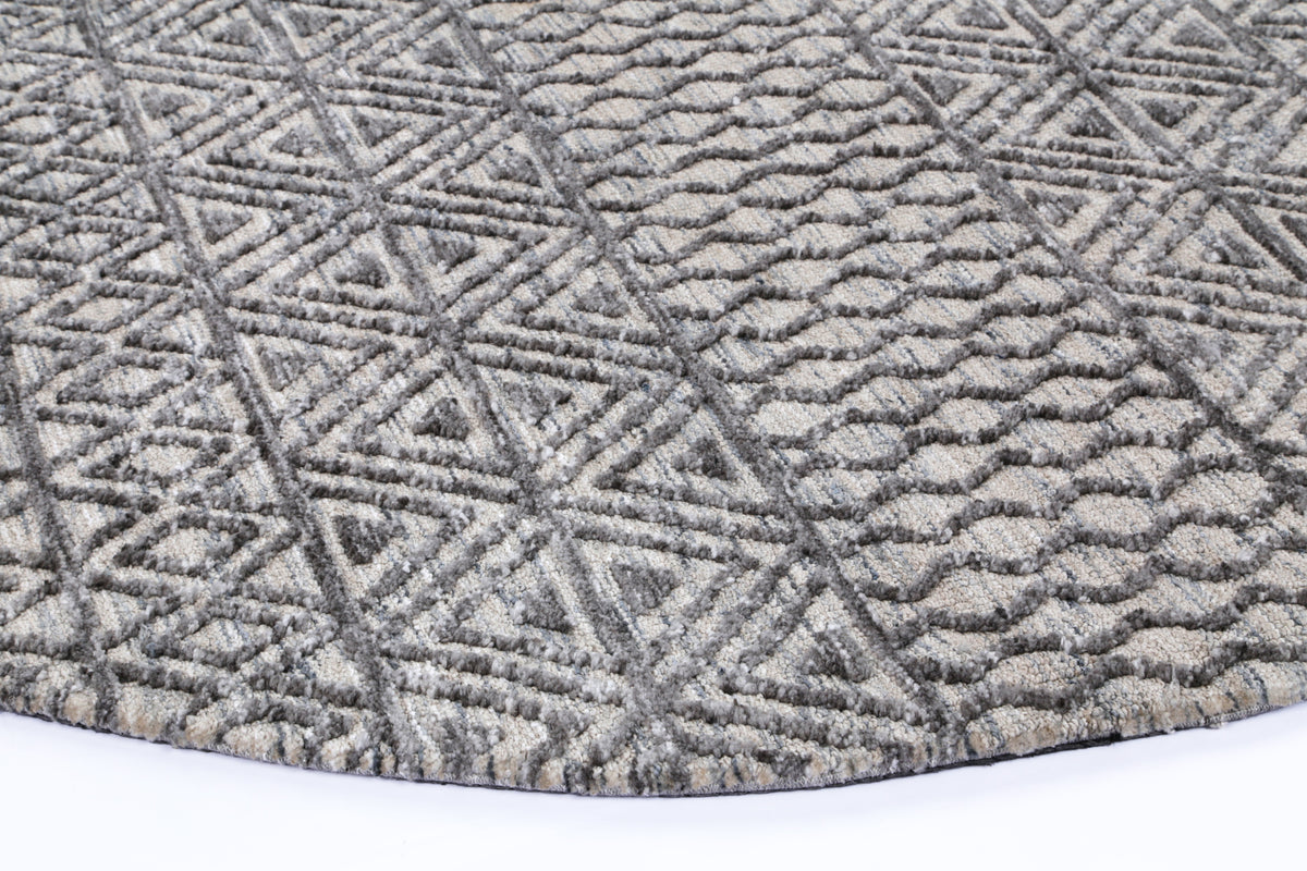 Amritsar Ramdass Charcoal &amp; Beige Round Cotton Blend Rug