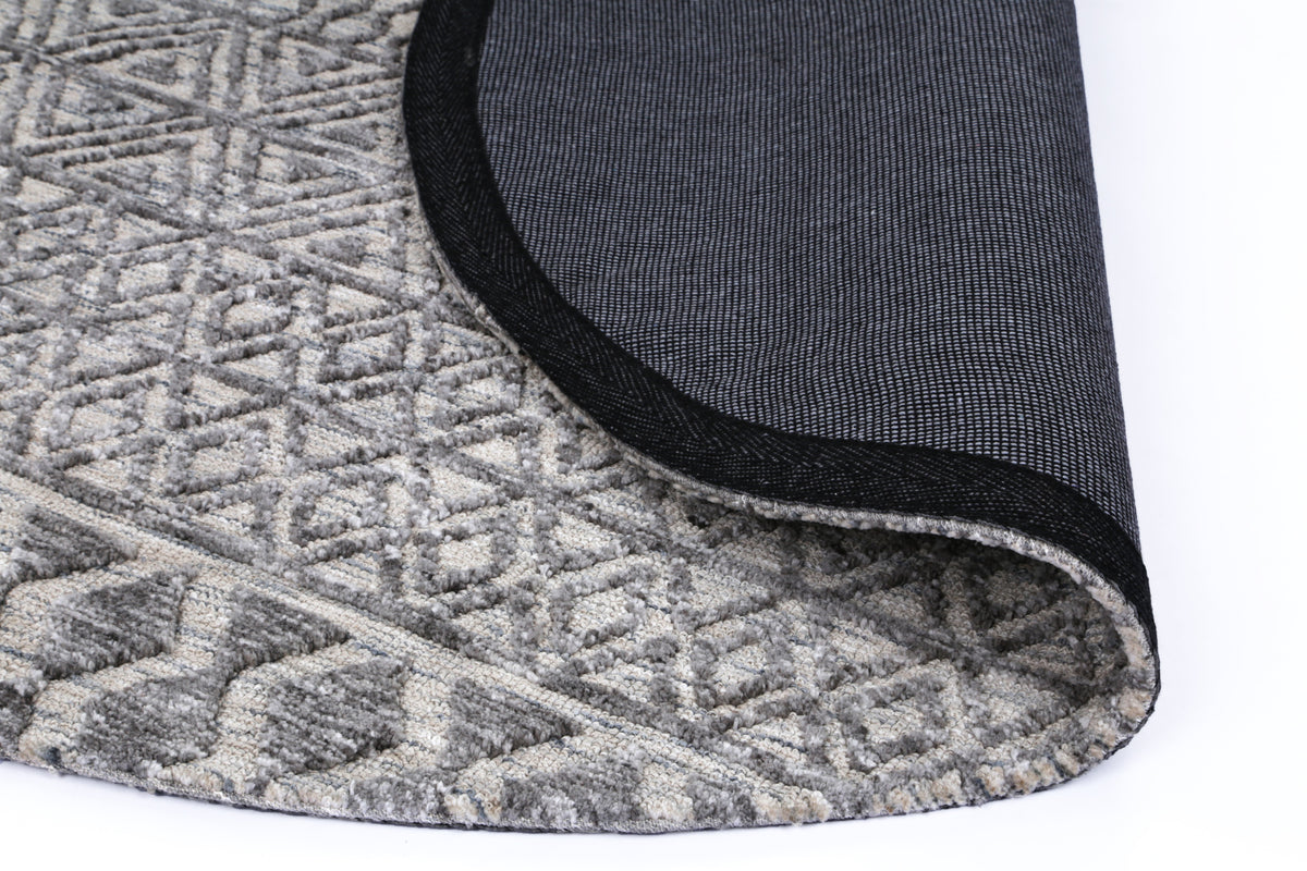 Amritsar Ramdass Charcoal &amp; Beige Round Cotton Blend Rug