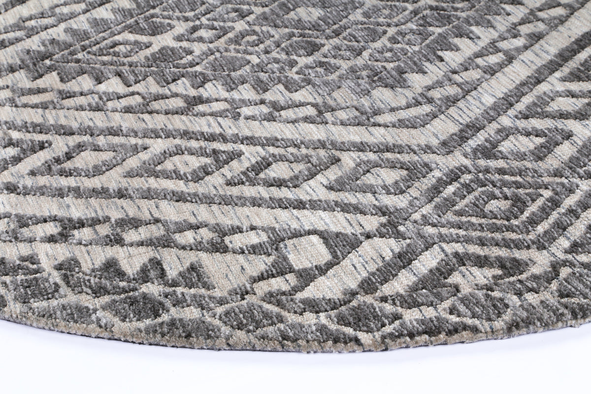 Amritsar Majitha Charcoal &amp; Beige Round Cotton Blend Rug