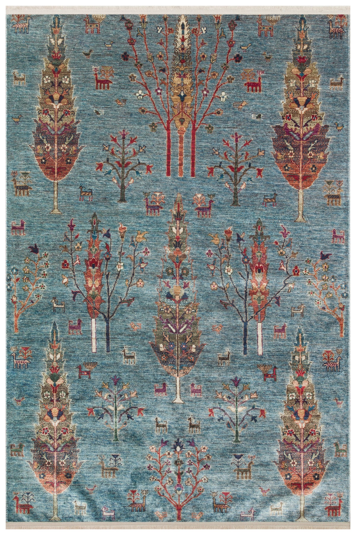 Afghan Chobi Open Field Blue Rug