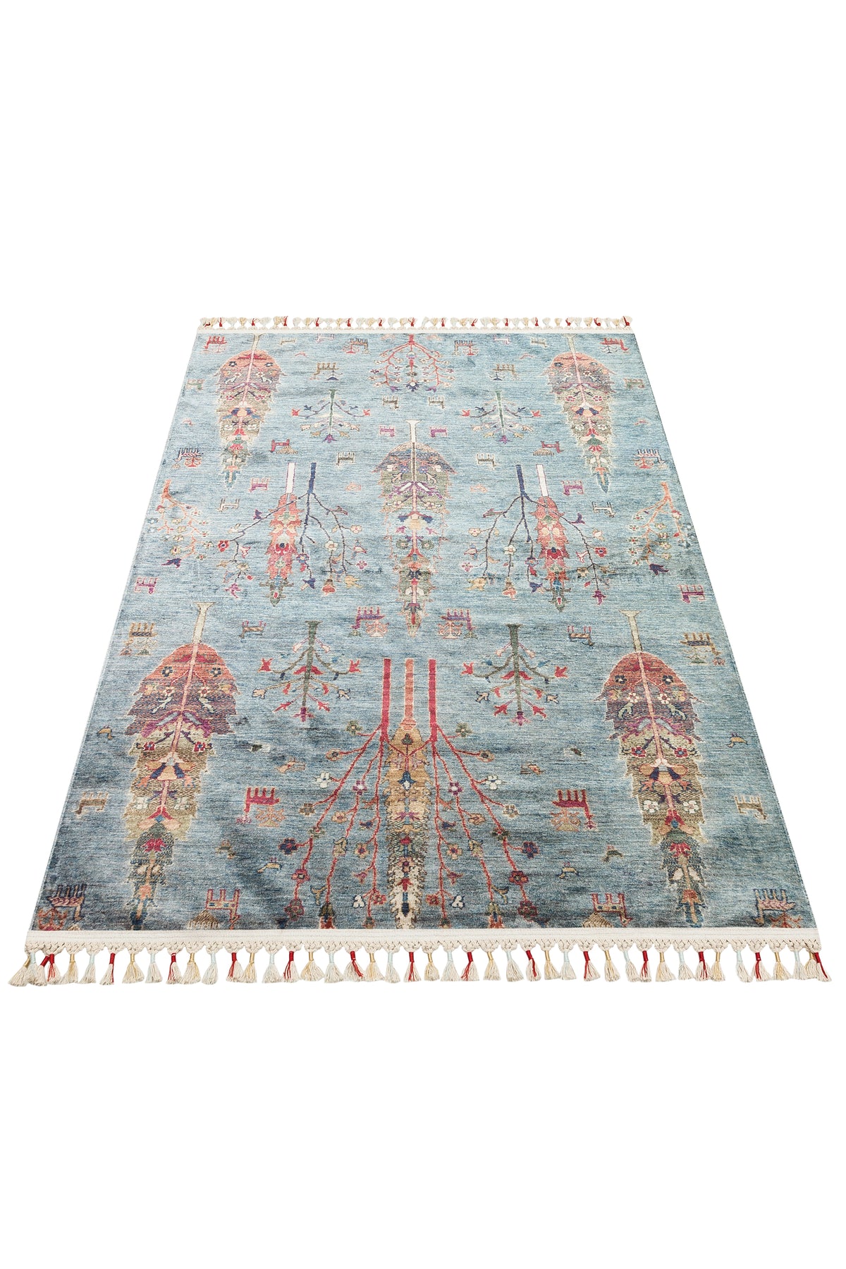 Afghan Chobi Open Field Blue Rug