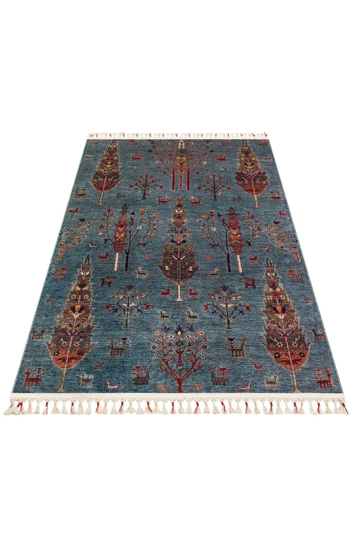 Afghan Chobi Open Field Blue Rug