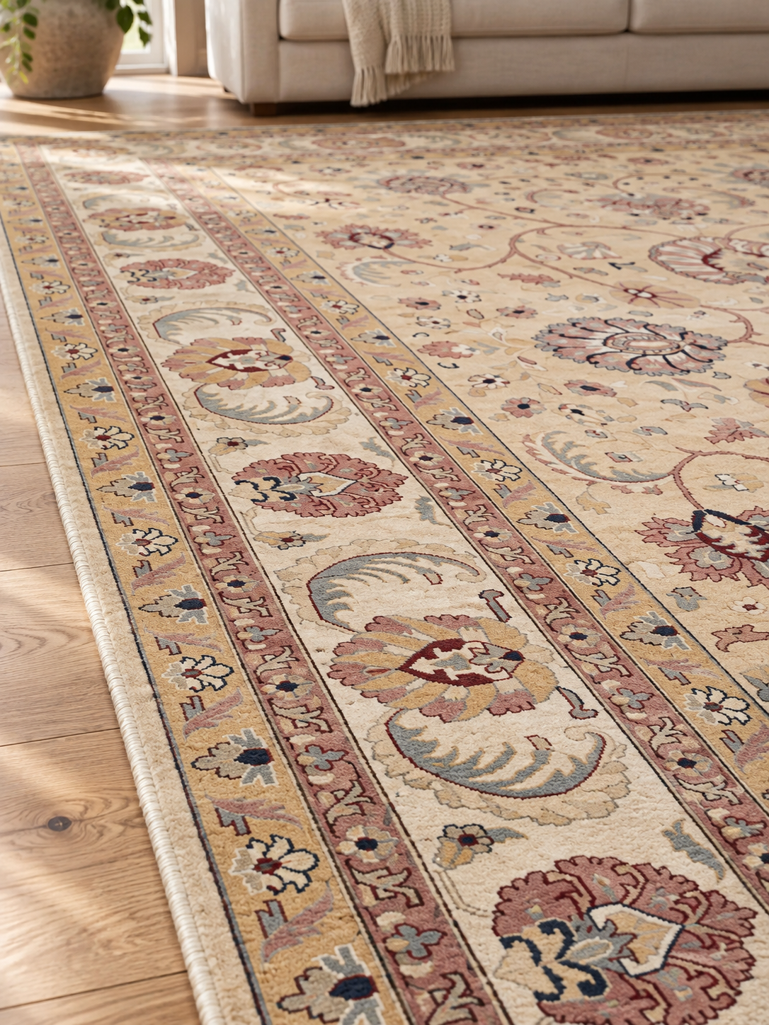 Afghan Chobi Wool Rug 251 x 370 cm | Extra Large Cream