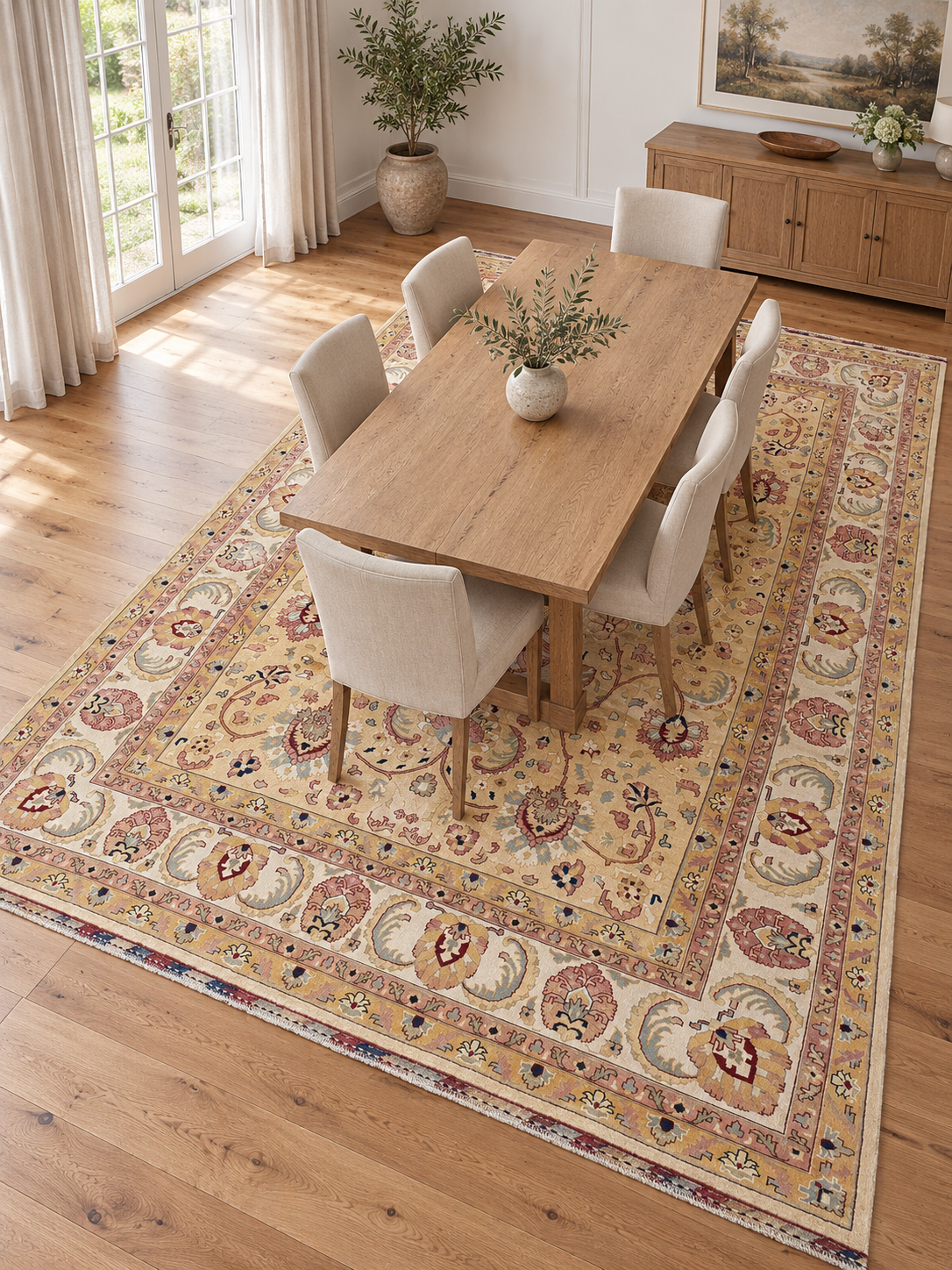 Afghan Chobi Wool Rug 251 x 370 cm | Extra Large Cream
