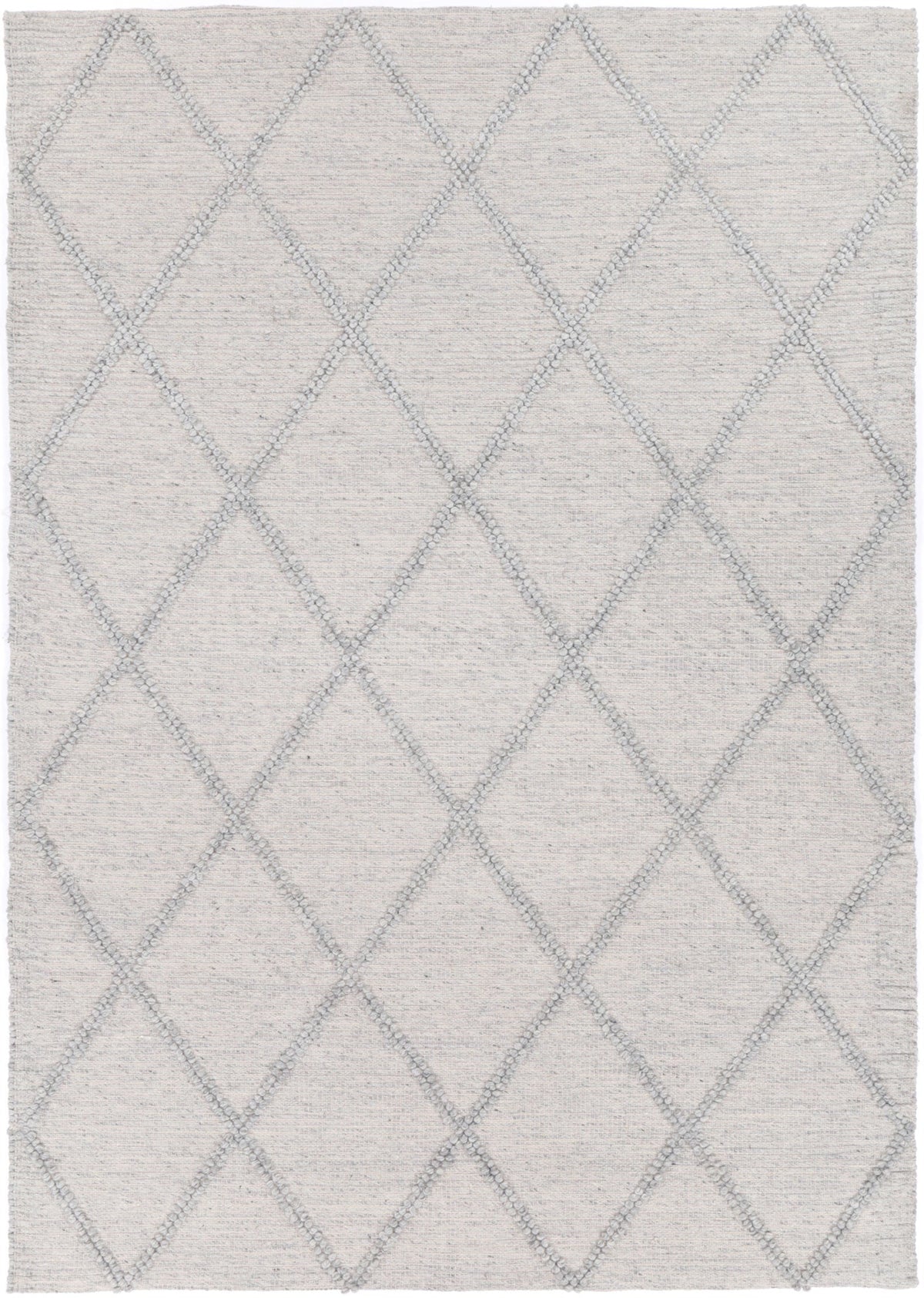 Goa Lattice Wool Blend Grey Rug (No Tassel)