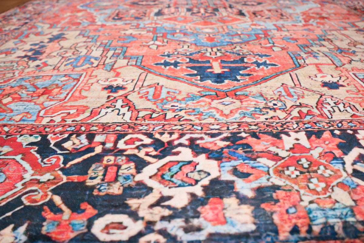SilkSweep Red &amp; Blue soft Persian Traditional Rug