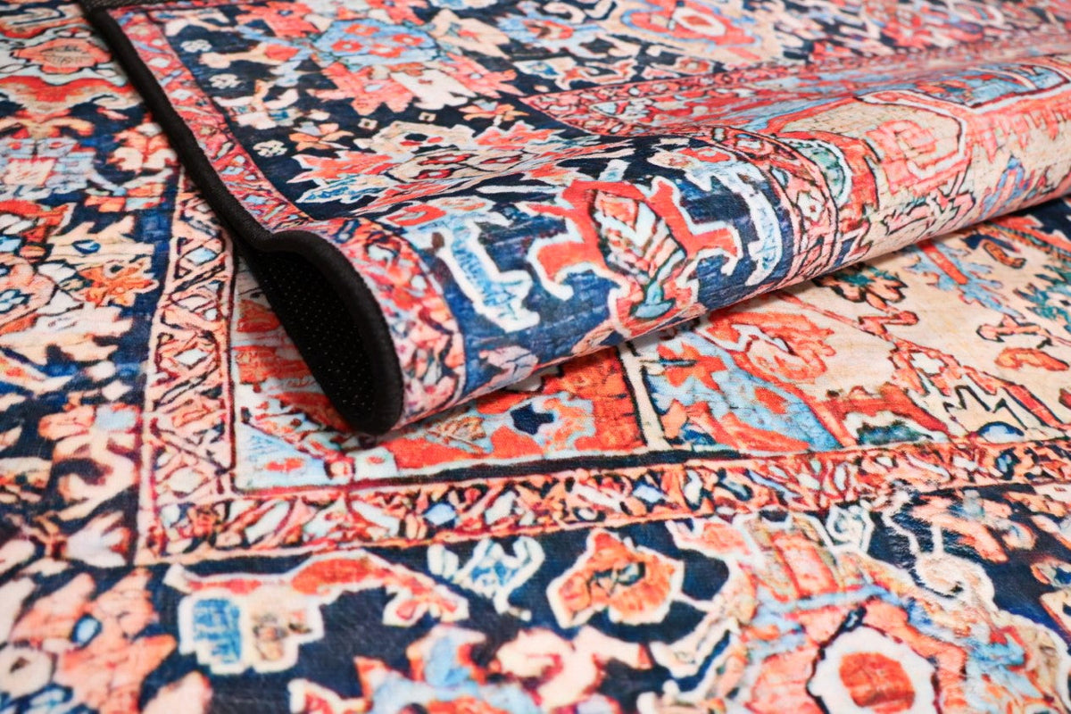 SilkSweep Red &amp; Blue soft Persian Traditional Rug