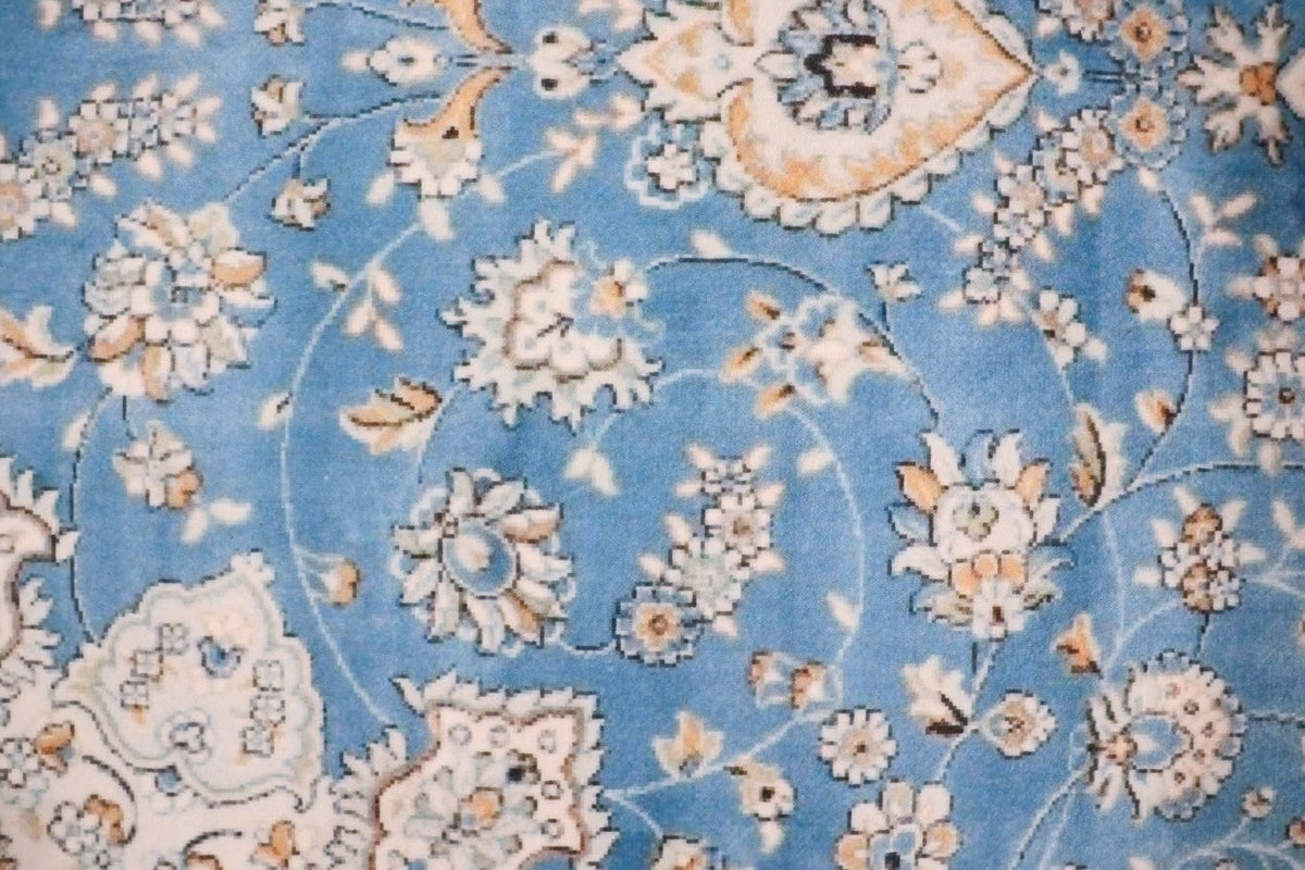 SilkSweep Blue &amp; Cream Medallion Floral soft Persian Traditional Rug