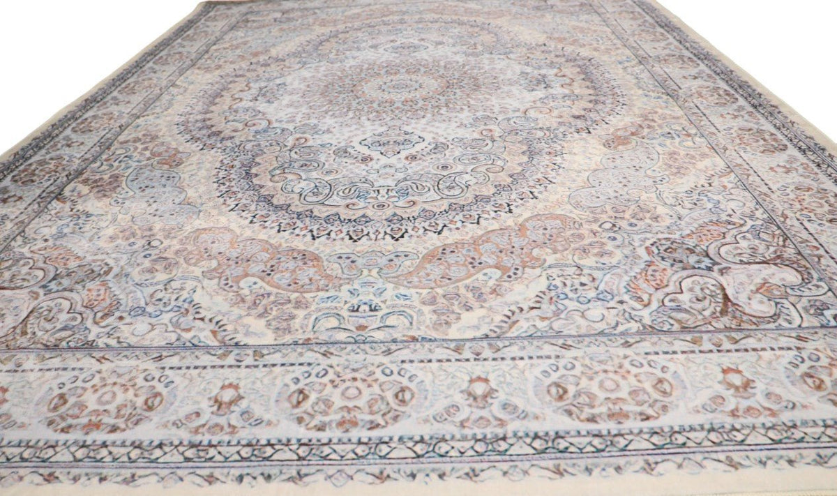 SilkSweep Slamon Pink &amp; Peach soft Medallion Persian Traditional Rug
