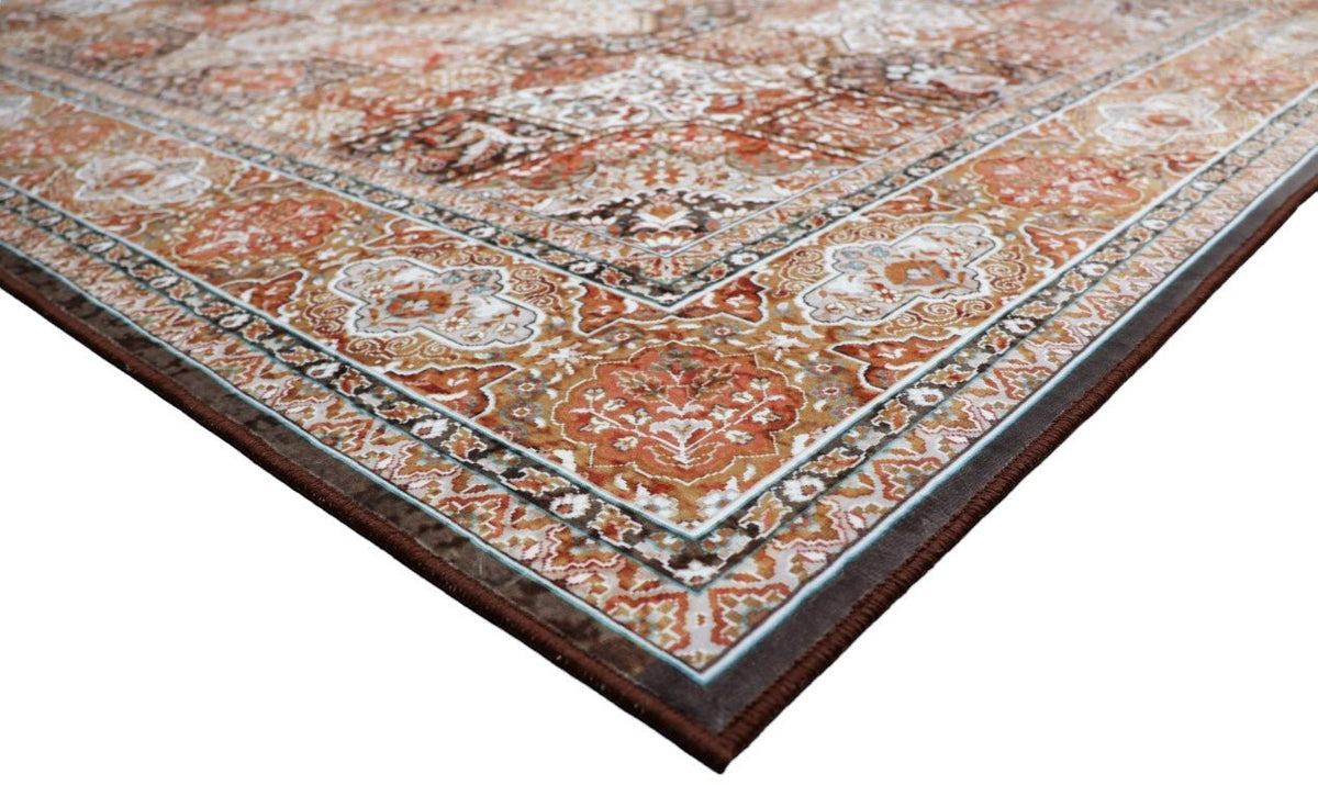 SilkSweep Orange, Rust &amp; Brown Persian Traditional Rug
